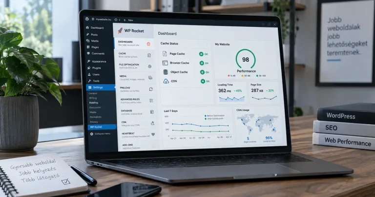 WordPress cache stratégia bemutatása gyorsítótárazási beállításokkal, teljesítményméréssel és weboldal sebesség optimalizálással